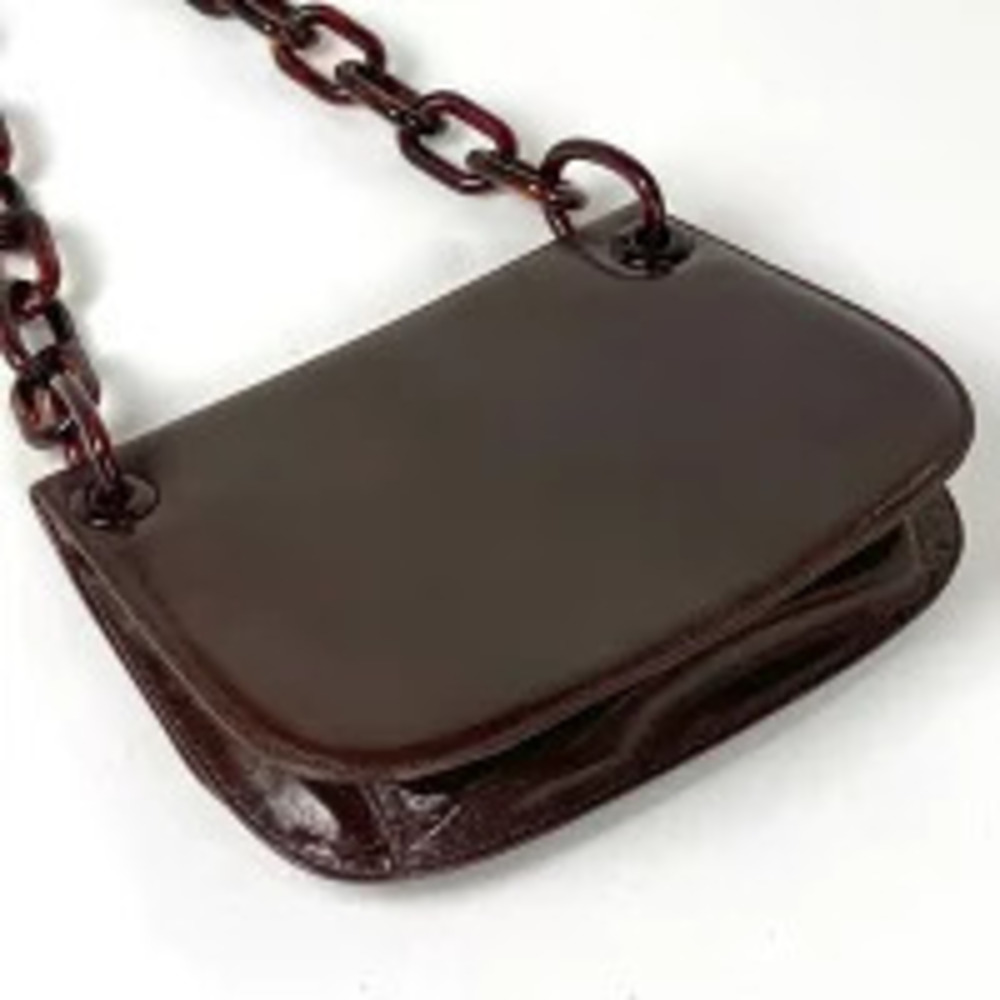 Prada brown leather shoulder Hobo chain bag